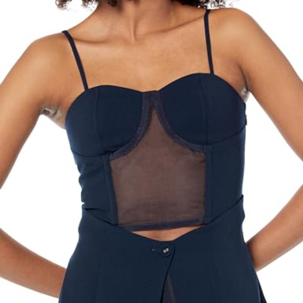 1068 NWT The Drop Women's Sky Captain Organza Inset Long Corset Top M - Picture 4 of 6
